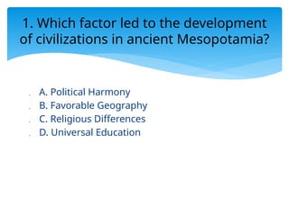 MESOPOTAMIA-EGYPT-CIVILIZATION (Social Studies Major) | PPTX