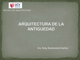 Arq. Ruby Bustamante Dueñas
ESCUELA DE ARQUITECTURA
 