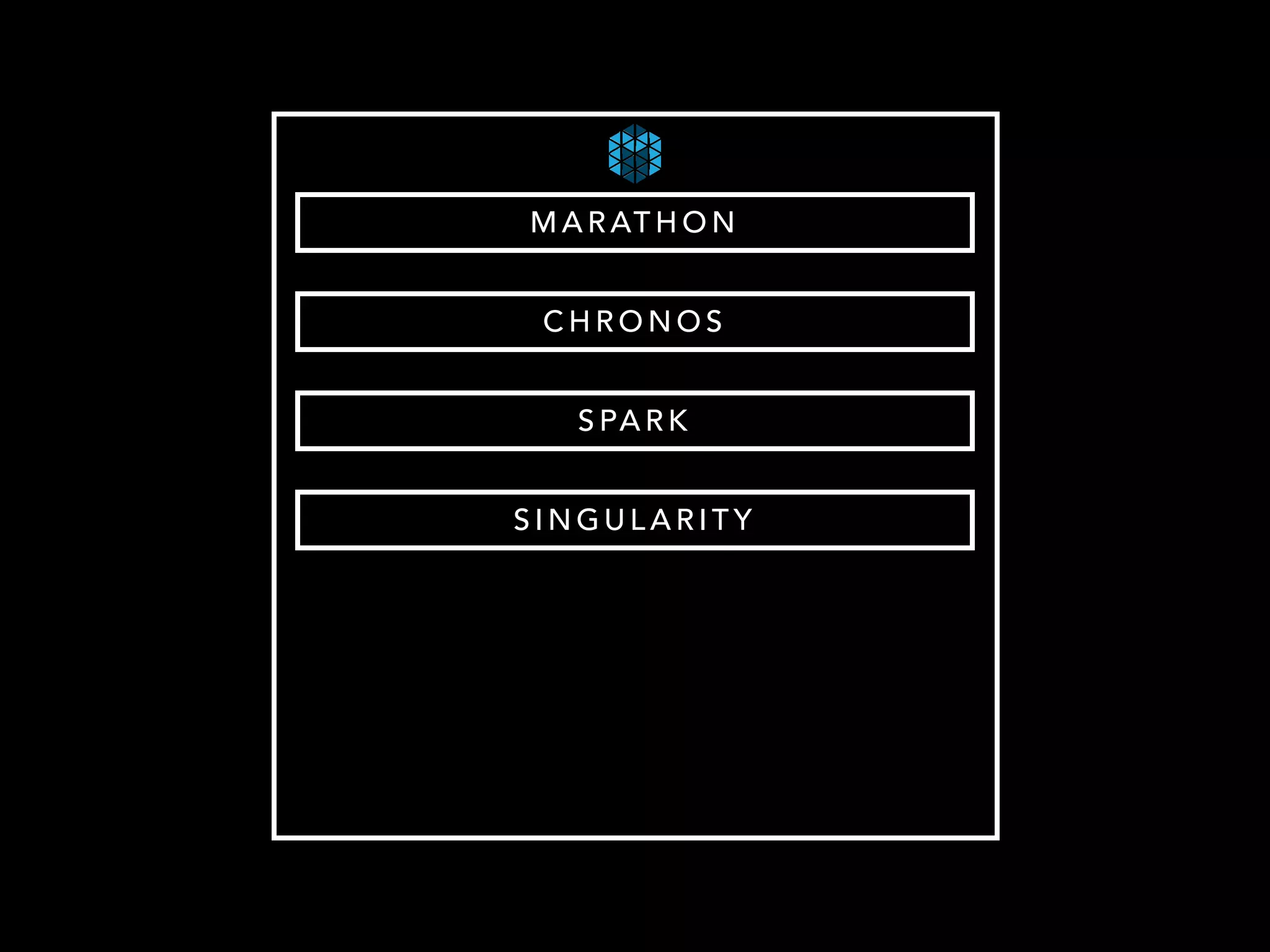 MARATHON 
CHRONOS 
SPARK 
SINGULARITY 
 