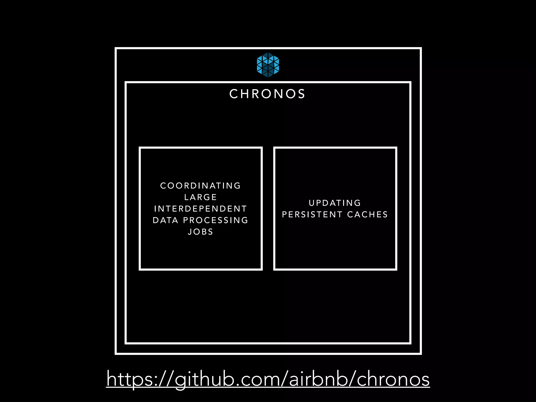CHRONOS 
UPDATING 
PERSISTENT CACHES 
COORDINATING 
LARGE 
INTERDEPENDENT 
DATA PROCESSING 
JOBS 
https://github.com/airbnb/chronos 
 