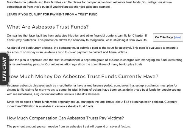 Mesothelioma Help Lawyer Compensation Asbestos Trust Funds