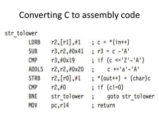 Converting C to assembly code
 