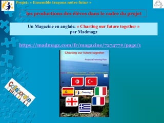 Un Magazine en anglais: « Charting our future together »
par Madmagz
https://madmagz.com/fr/magazine/727477#/page/1
les productions des élèves dans le cadre du projet
Projet: « Ensemble traçons notre futur »
 