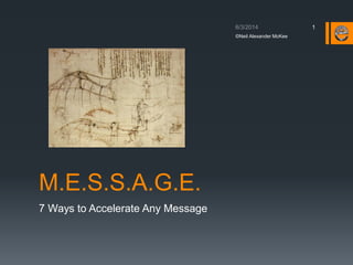 M.E.S.S.A.G.E.
7 Ways to Accelerate Any Message
1
©Neil Alexander McKee
 