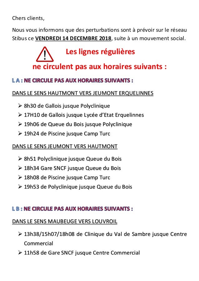 Message De Greve De La Stibus Du Vendredi 14 Decembre