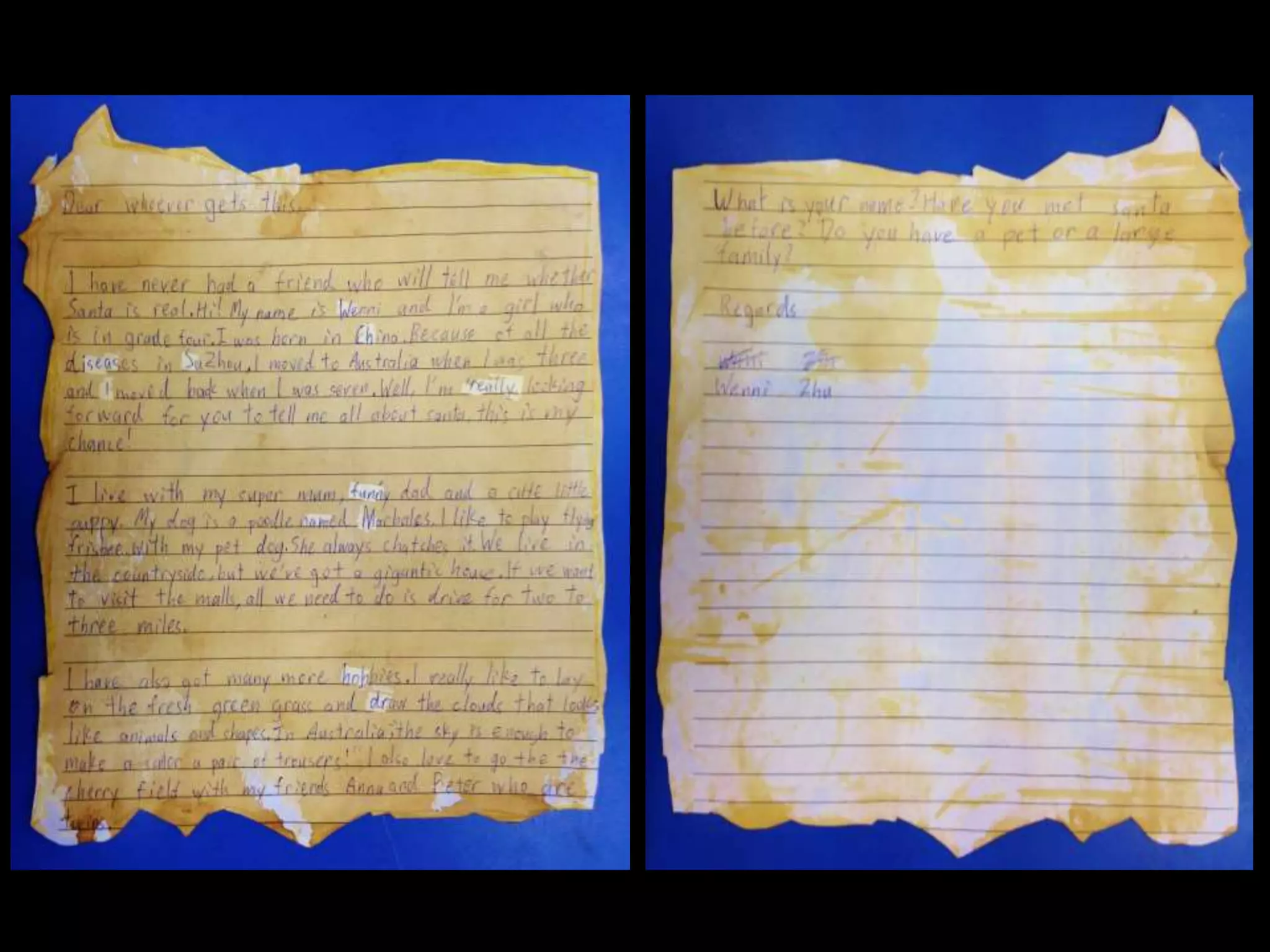 Message in a bottle student examples