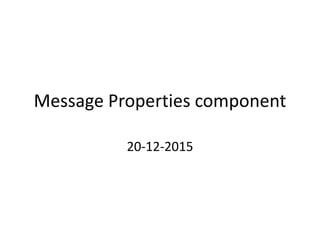 Message Properties component
20-12-2015
 