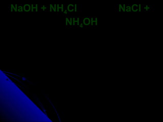 NaOH + NH4Cl     NaCl +
         NH4OH
 