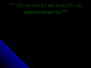 *** Ocorrência da reação de
      deslocamento***
 