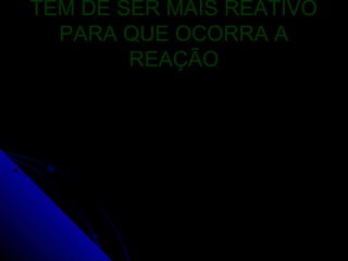 TEM DE SER MAIS REATIVO
  PARA QUE OCORRA A
        REAÇÃO
 