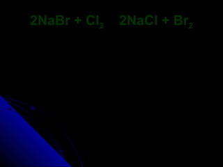 2NaBr + Cl2   2NaCl + Br2
 