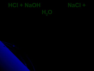 HCl + NaOH          NaCl +
             H 2O
 