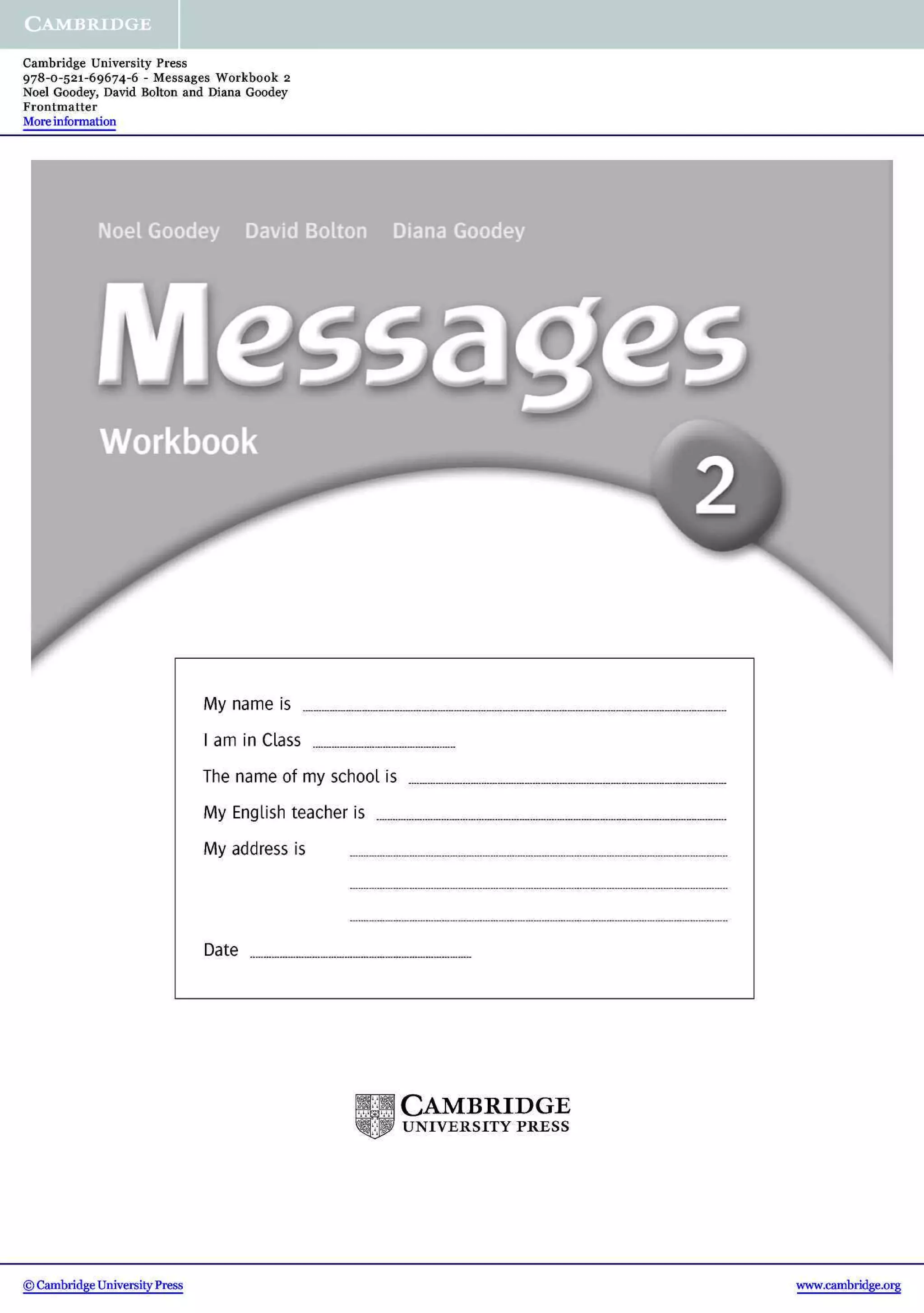 Messages 2 workbook | PDF | Books and Literature Messages 2 workbook | PDF | Books and Literature