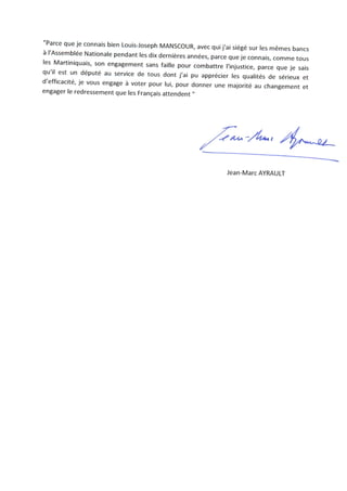 Message de soutien du Premier ministre à Louis-Joseph MANSCOUR
