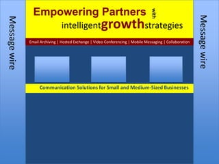 Empowering Partners  with intelligentgrowthstrategies Email Archiving | Hosted Exchange | Video Conferencing | Mobile Messaging | Collaboration Message wire Message wire Communication Solutions for Small and Medium-Sized Businesses Exchange Hosting 