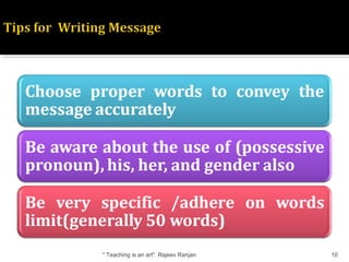 Message writing tips and techniques - format and examples | PPT