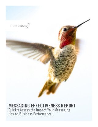 MESSAGING EFFECTIVENESS REPORT 
Quickly Assess the Impact Your Messaging 
Has on Business Performance. 
 