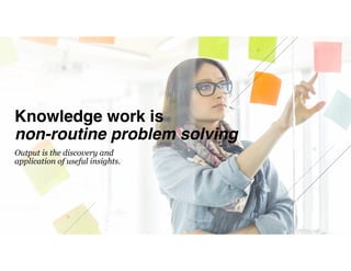 Knowledge work is
non-routine problem solving
Output is the discovery and
application of useful insights.
 