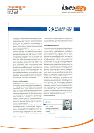 Presseclipping
Messekatalog CCW
Seite 2 von 2
Februar 2011