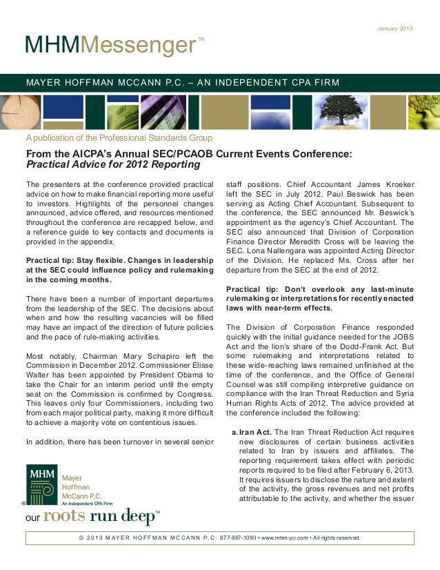 Aicpa Conference Recap Practical Advice For 2012 Reporting