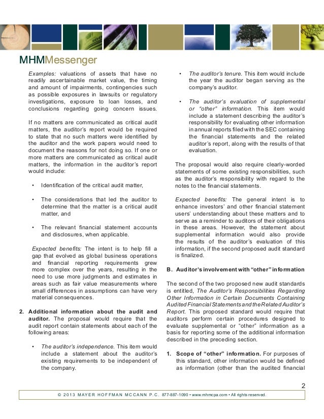 Audit Reports for Public Companies PCAOB Proposes First Major Chang…