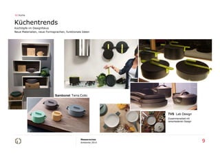 02 Küche

Küchentrends
Kochtöpfe im Designfokus
Neue Materialien, neue Formsprachen, funktionale Ideen

Sambonet Terra.Cotto

TVS Lab Design
Zusammenarbeit mit
verschiedenen Design

Messereview
Ambiente 2014

9

 