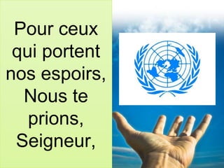 Pour ceux
qui portent
nos espoirs,
Nous te
prions,
Seigneur,
 