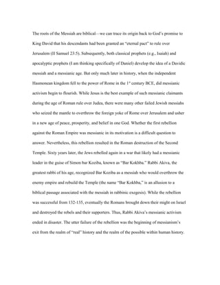 Messiah Examples Messianic idea in judaism | DOC