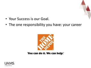 • Your Success is our Goal.
• The one responsibility you have: your career
 