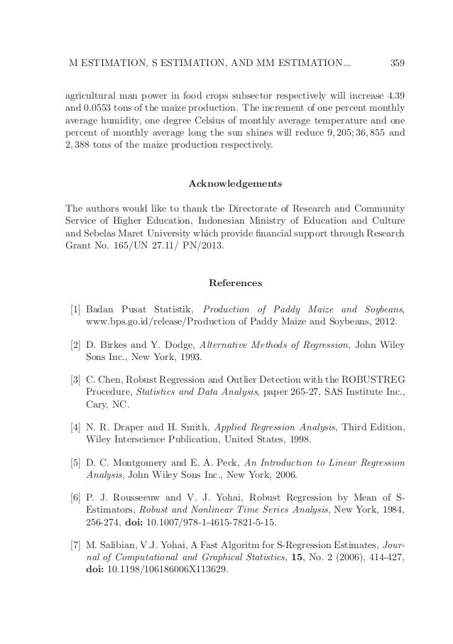 M estimation, s estimation, and mm estimation in robust regression M estimation, s estimation, and mm estimation in robust regression