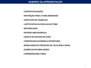 SUMÁRIO DA APRESENTAÇÃO CONTEXTUALIZAÇÃO