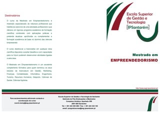 Mestrado em Empreendedorismo esgts 2013
