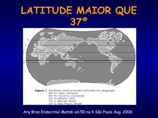 LATITUDE MAIOR QUE
37º
Arq Bras Endocrinol Metab vol.50 no.4 São Paulo Aug. 2006
 