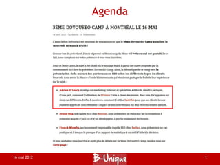Agenda




16 mai 2012            1
 