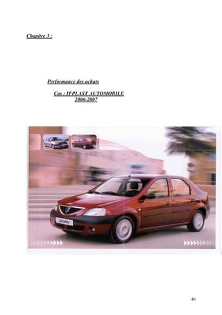 46
Chapitre 3 :
Performance des achats
Cas : IFPLAST AUTOMOBILE
2006-2007
 