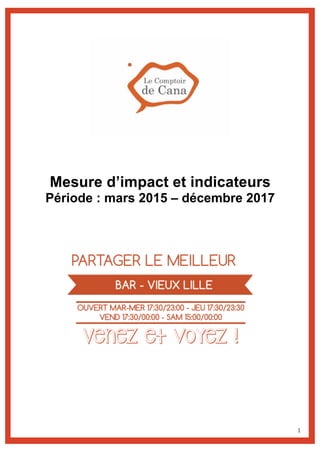 1
Mesure d’impact et indicateurs
Période : mars 2015 – décembre 2017
 