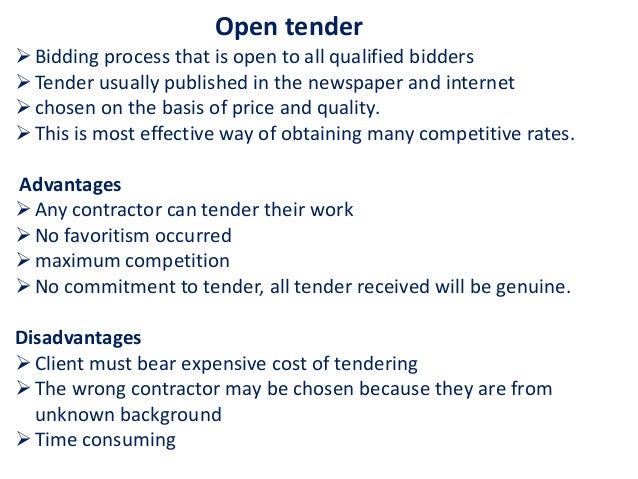 Serial Tendering Advantages And Disadvantages