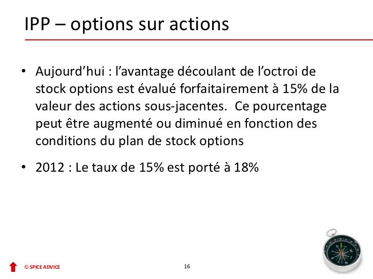 Contribution salariale stock options 2012