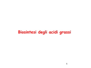1
Biosintesi degli acidi grassi
 