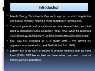 MET: Muscle Energy Technique | PDF