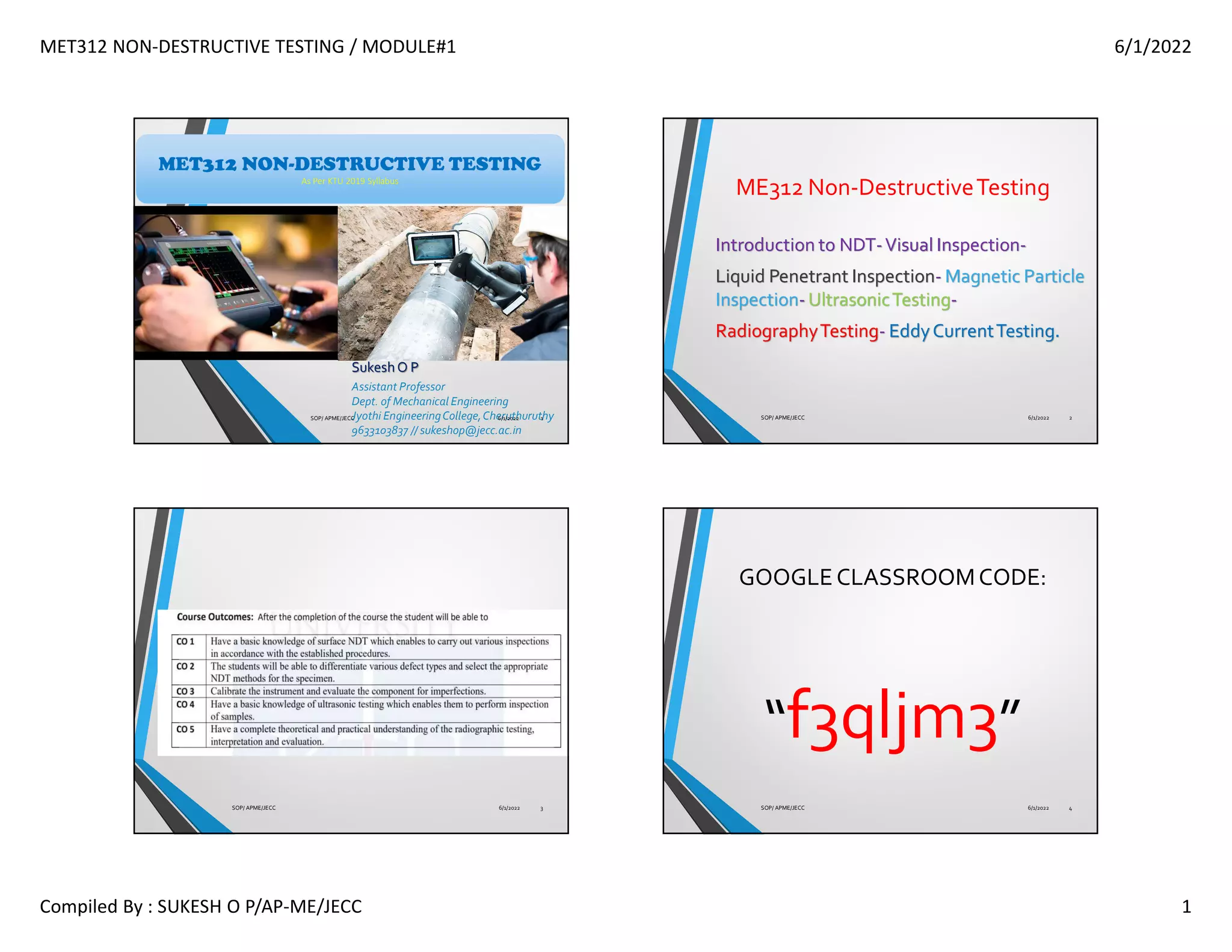 NDT_Introduction & Visual InspectionModule1 PPT