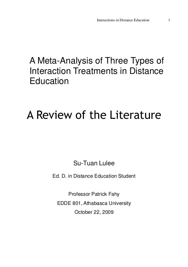 Distance education review of the literature