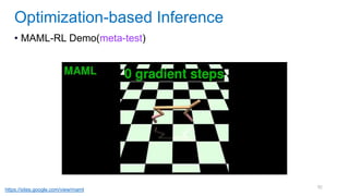 92
• MAML-RL Demo(meta-test)
Optimization-based Inference
https://sites.google.com/view/maml
 