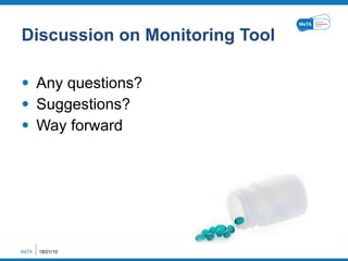 Discussion on Monitoring Tool Any questions?  Suggestions?  Way forward 18/01/10 
