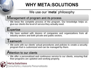 WHY META:SOLUTIONS We use our ‘ meta ’ philosophy