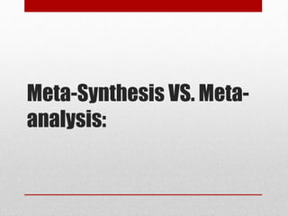 Analysis vs Synthesis