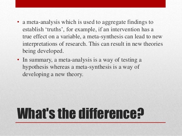 Meta analysis vs meta synthesis picture