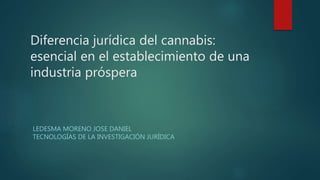 Diferencia jurídica del cannabis:
esencial en el establecimiento de una
industria próspera
LEDESMA MORENO JOSE DANIEL
TECNOLOGÍAS DE LA INVESTIGACIÓN JURÍDICA
 