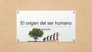 El origen del ser humano
Evolución
 