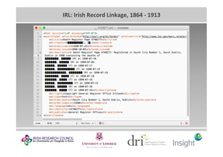 IRL:	Irish	Record	Linkage,	1864	-	1913	
 